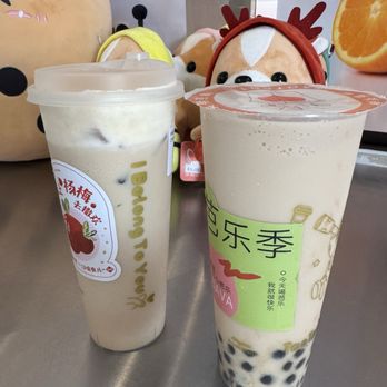 TaoTaoTea - Left: Milk Tea with Soybean Cheese Foam Right: Royal Milk Tea with Boba - Bubble Tea Near Me - Saratoga, California