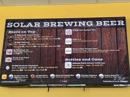 Menu photo 1 Solar Brewing Company Oak Island, NC Menu photo 1 Solar Brewing Company Oak Island, NC