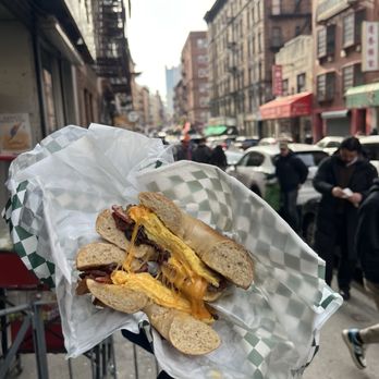 Leon’s Bagels - Bacon Egg & Cheese Sandwich on plain - Bagels Near Me - New York, New York