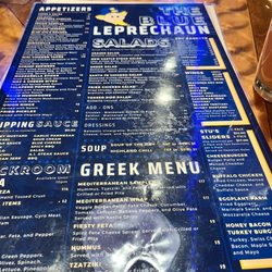 The Blue Leprechaun - Second half of food menu.