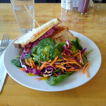 Off The Griddle - Reuben with salad - Vegan Near Me - Portland, Oregon Off The Griddle - Reuben with salad - Vegan Near Me - Portland, Oregon