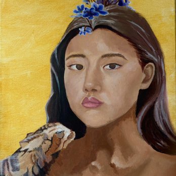 Arts in Action Visual Art Program - 16 year old self portrait acrylic painting for college auditions. - Art Classes Near Me - New York, New York