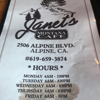 Janet's Montana Cafe - In case you needed to know. - American Near Me - Alpine, California Janet's Montana Cafe - In case you needed to know. - American Near Me - Alpine, California
