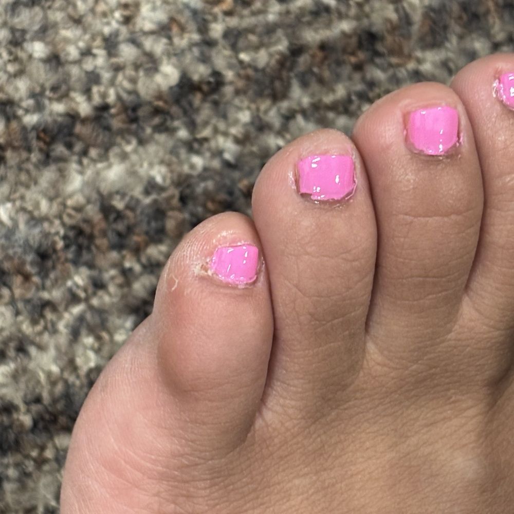 Cuticles were not cared for, excess polish was not removed , nails were not filed Cuticles were not cared for, excess polish was not removed , nails were not filed