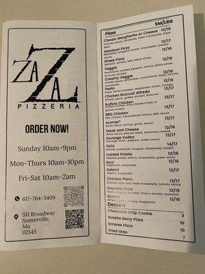 Menu photo 2 ZaZa Pizzeria Somerville, MA