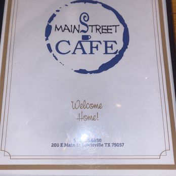 Main Street Cafe - Front of menu - Cafes Near Me - Lewisville, Texas