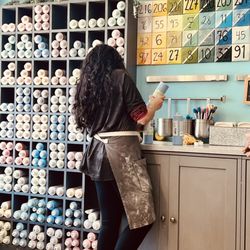 Fire Me Up Studio - Paint selection and supply area