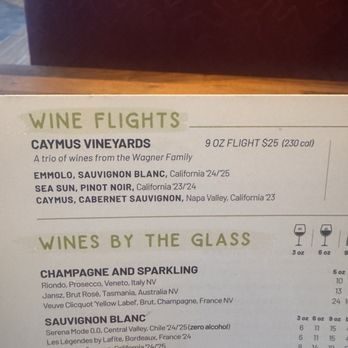 Seasons 52 - This is the Caymus vineyard wine flight. I ordered. - New American Near Me - Rancho Cucamonga, California Seasons 52 - This is the Caymus vineyard wine flight. I ordered. - New American Near Me - Rancho Cucamonga, California
