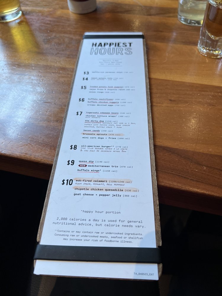 Happy hour menu June 2023 Yelp