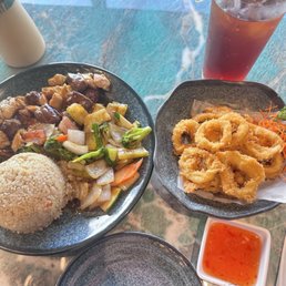 Hibachi Steak and chicken  Your choice fries rice or noodles