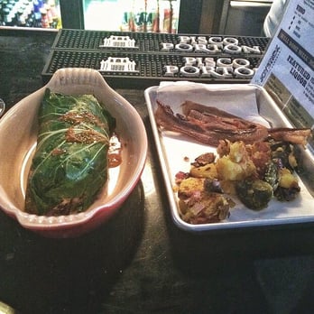 Joystick Gamebar - BBQ pork belly , eggs, black eyed peas, panting dog hot sauce and slaw, wrapped in a steamed collard green - Arcades Near Me - Atlanta, Georgia Joystick Gamebar - BBQ pork belly , eggs, black eyed peas, panting dog hot sauce and slaw, wrapped in a steamed collard green - Arcades Near Me - Atlanta, Georgia
