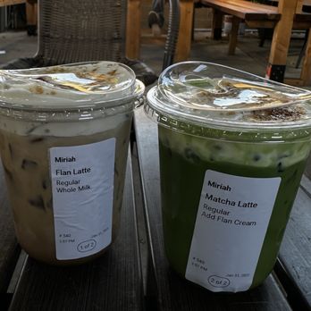 Coft - Matcha Latter with flan topping and flan latte . - Coffee & Tea Near Me - Chino, California Coft - Matcha Latter with flan topping and flan latte . - Coffee & Tea Near Me - Chino, California