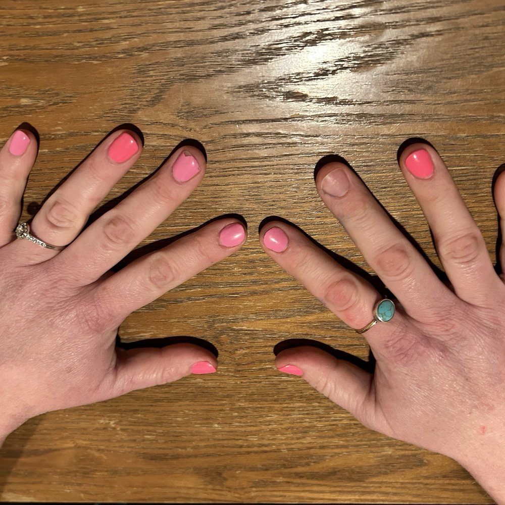 Less than a week old - chipped and one peeled completely off. Less than a week old - chipped and one peeled completely off.