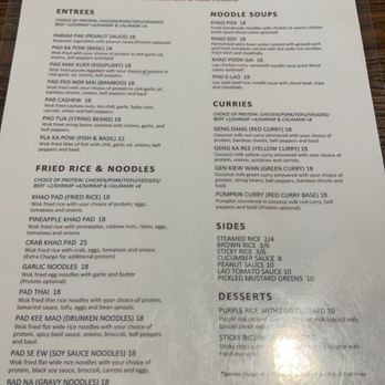 Bhan Mae Vane - Menu have a front and back forgot to get the other side - Thai Near Me - Alameda, California