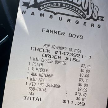Farmer Boys - My receipt - Breakfast & Brunch Near Me - Buena Park, California Farmer Boys - My receipt - Breakfast & Brunch Near Me - Buena Park, California