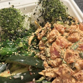 Jus' Poke - Spicy Poke Seaweed Salad Pickled Cucumbers - Hawaiian Near Me - Redondo Beach, California