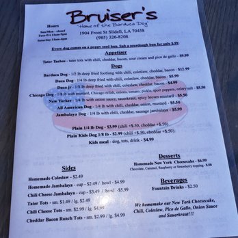 Bruiser's - Menu - Hot Dogs Near Me - Slidell, Louisiana