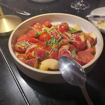 The State Room - Tomato and peach salad - awesome - Tapas/Small Plates Near Me - Patchogue, New York The State Room - Tomato and peach salad - awesome - Tapas/Small Plates Near Me - Patchogue, New York