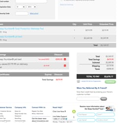 Sleep Number - Their current promotion includes free shipping. But that disappears when I finalize the online transaction. See screen capture.