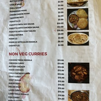 Kabob's Indian Grill - Menu as of 07/15/23 (3/4). And yes - the menus are paper print outs - Indian Near Me - Bloomington, Minnesota