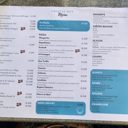 Cristal kfe - Menu