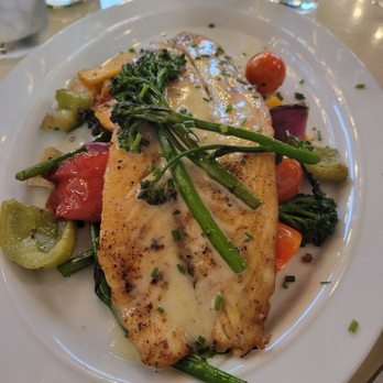 Porta’Vino - Grilled sea bass with lemon butter sauce and grilled vegetables. - Pizza Near Me - Houston, Texas Porta’Vino - Grilled sea bass with lemon butter sauce and grilled vegetables. - Pizza Near Me - Houston, Texas