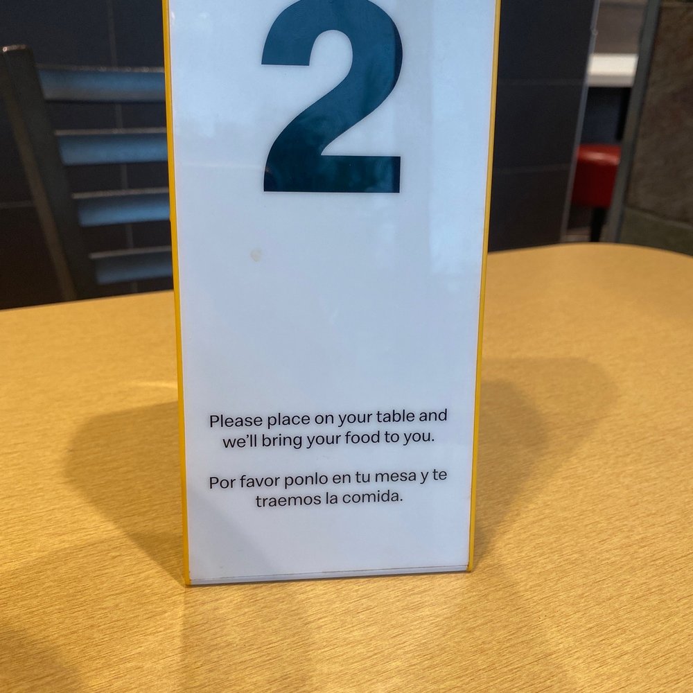 McDonald's - a table with a sign that says 2 pleases please on your table and we're having your food to you - Fast Food Near Me - Alpharetta, Georgia McDonald's - a table with a sign that says 2 pleases please on your table and we're having your food to you - Fast Food Near Me - Alpharetta, Georgia