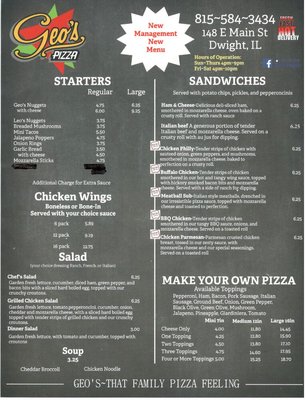 Menu photo 1 Geo's Pizza Dwight, IL