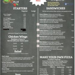 Geo's Pizza - Menu~Page 1