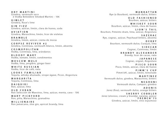 Menu photo 5 1862 Dry Bar Madrid, M
