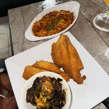 Cache 42 Kitchen & Cocktails - Fish, Brussel sprouts, & spaghetti - Cocktail Bars Near Me - Memphis, Tennessee