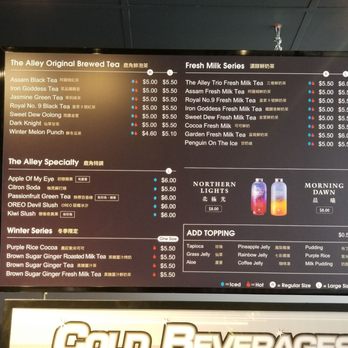 The Alley - Menu on wall - Bubble Tea Near Me - Toronto, Ontario