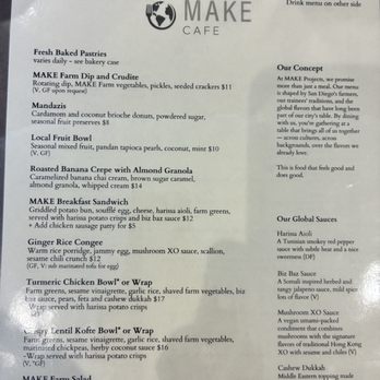 MAKE Cafe - Menu - Breakfast & Brunch Near Me - San Diego, California