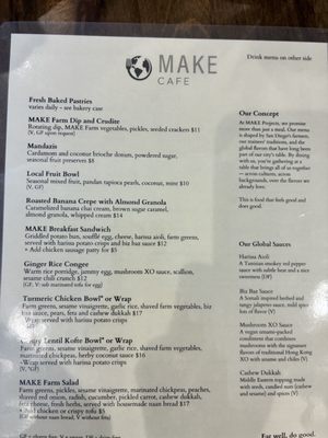 Menu photo 1 MAKE Cafe San Diego, CA