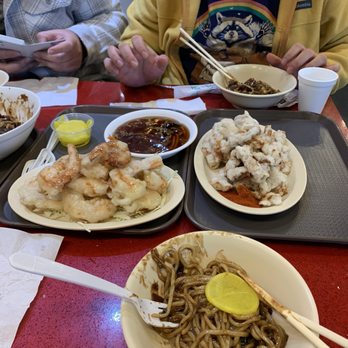 Paik's Noodle - The fried shrimp and fried pork. The pork comes with a gelatinous dipping sauce. - Korean Near Me - Buena Park, California Paik's Noodle - The fried shrimp and fried pork. The pork comes with a gelatinous dipping sauce. - Korean Near Me - Buena Park, California