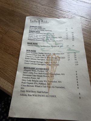 Menu photo 2 Lucky Hank's Restaurant & Cafe Edgartown, MA