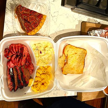Goode Company Barbeque - BBQ Dinner - Beef Brisket, Jalapeno Pork Sausage, Potato Salad, White Cheddar Mac & Cheese - Barbeque Near Me - Houston, Texas Goode Company Barbeque - BBQ Dinner - Beef Brisket, Jalapeno Pork Sausage, Potato Salad, White Cheddar Mac & Cheese - Barbeque Near Me - Houston, Texas