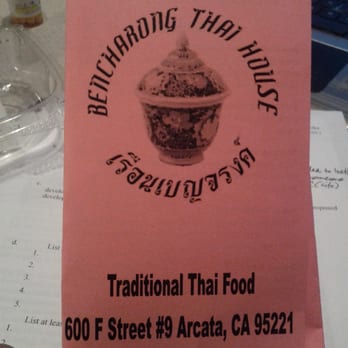 Bencharong Thai House - Front of Take-Menu - Thai Near Me - Arcata, California