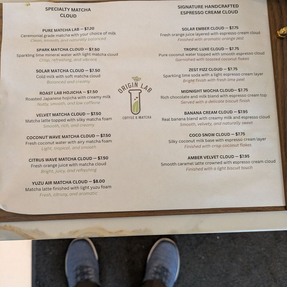 Origin Lab Coffee & Matcha - Matcha (left) & coffee (right) - Coffee & Tea Near Me - San Francisco, California