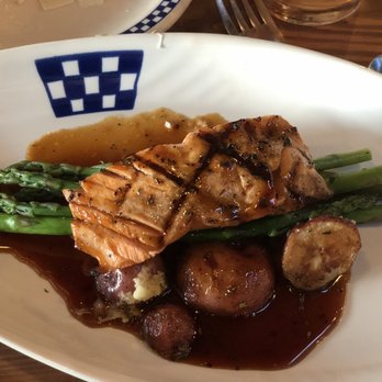 Duke's Seafood - 1/2 of the entree that daughter and I split - Kentucky Bourbon Glazed Wild Salmon - Seafood Near Me - Seattle, Washington