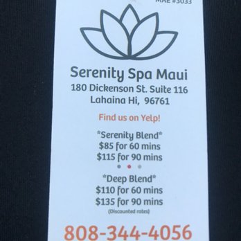 Serenity Spa Maui - Business card - Massage Near Me - Lahaina, Hawaii Serenity Spa Maui - Business card - Massage Near Me - Lahaina, Hawaii