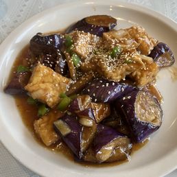 Eggplant and tofu. Eggplant and tofu.