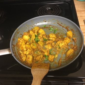 Fresh Curry Chefs - Step 5 and 6: added 1/4 cup of water, cream and cilantro to complete the meal. Cooked for a few minutes on medium heat. - Indian Near Me - Camarillo, California Fresh Curry Chefs - Step 5 and 6: added 1/4 cup of water, cream and cilantro to complete the meal. Cooked for a few minutes on medium heat. - Indian Near Me - Camarillo, California