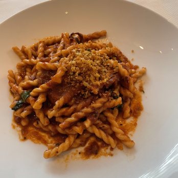 Marea - Fusilli with red wine braised octopus and bone marrow in a red sauce - Italian Near Me - New York, New York Marea - Fusilli with red wine braised octopus and bone marrow in a red sauce - Italian Near Me - New York, New York