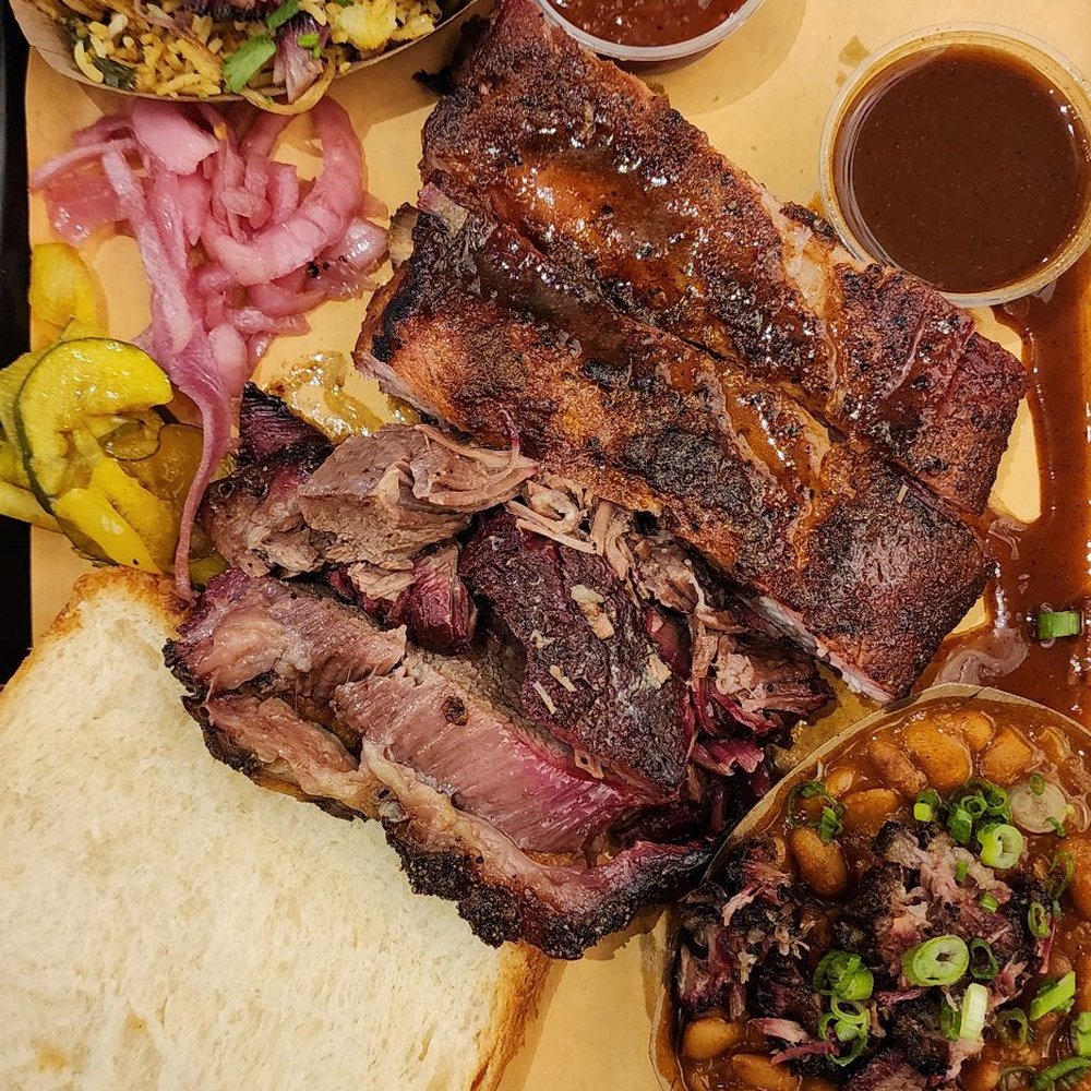 Southern Junction - 2 meats- flatviron and ribs 2 sides- biriani rice and baked beans - Indian Near Me - Buffalo, New York Southern Junction - 2 meats- flatviron and ribs 2 sides- biriani rice and baked beans - Indian Near Me - Buffalo, New York