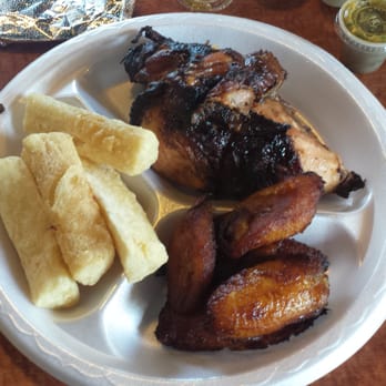 Inka Chicken - My lunch.  1/4 chicken and yucca fries and plantains yummy! - Peruvian Near Me - Austin, Texas