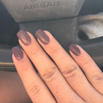 Chateau Day Spa & Nails - Matte purple/grey dip nail! Loved it - Nail Salons Near Me - Colleyville, Texas