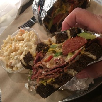 BRONX Sandwich - Hot Mess is Italian sausage and pastrami with Swiss and everything good. - Sandwiches Near Me - Anaheim, California