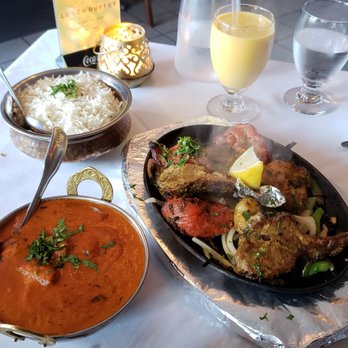 Bombay River - Our entree: lamb tikka masala and trio platter (lamb chops, shrimps and chicken tikka) - Indian Near Me - Red Bank, New Jersey Bombay River - Our entree: lamb tikka masala and trio platter (lamb chops, shrimps and chicken tikka) - Indian Near Me - Red Bank, New Jersey
