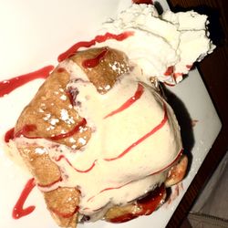 Apple Crisp Tart with Cinnamon Vanilla Ice Cream and Cranberry drizzle
